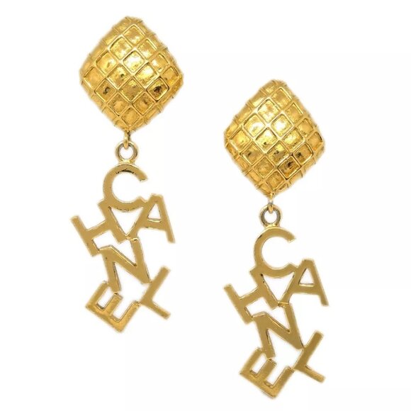 Chanel Gold Dangle Earrings Clip-On - Picture 1 of 4